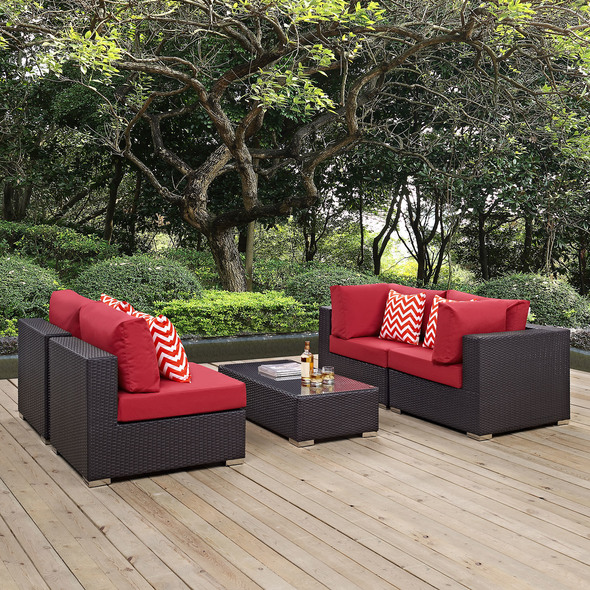 yard set Modway Furniture Sofa Sectionals Espresso Red