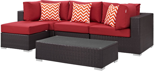 outdoor patio furniture set up Modway Furniture Sofa Sectionals Espresso Red