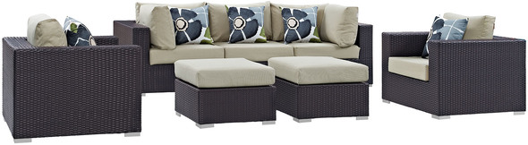 3 piece outdoor bench setting Modway Furniture Sofa Sectionals Espresso Beige
