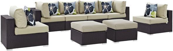 patio stores Modway Furniture Sofa Sectionals Espresso Beige