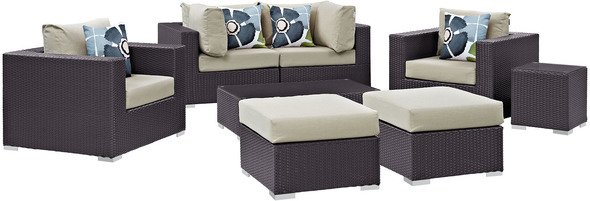 black lawn furniture Modway Furniture Sofa Sectionals Espresso Beige