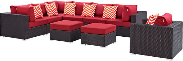 corner outdoor patio Modway Furniture Sofa Sectionals Espresso Red