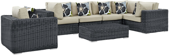 3 piece outdoor setting Modway Furniture Sofa Sectionals Canvas Antique Beige