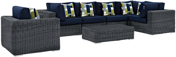 corner garden cover Modway Furniture Sofa Sectionals Canvas Navy