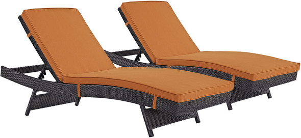 set of 2 garden loungers Modway Furniture Daybeds and Lounges Outdoor Lounge and Lounge Sets Espresso Orange