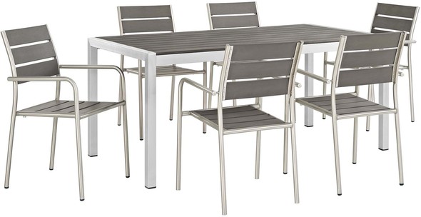 walnut side chair Modway Furniture Dining Sets Silver Gray