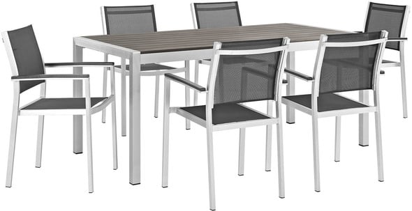 teak dining table set Modway Furniture Dining Sets Silver Black
