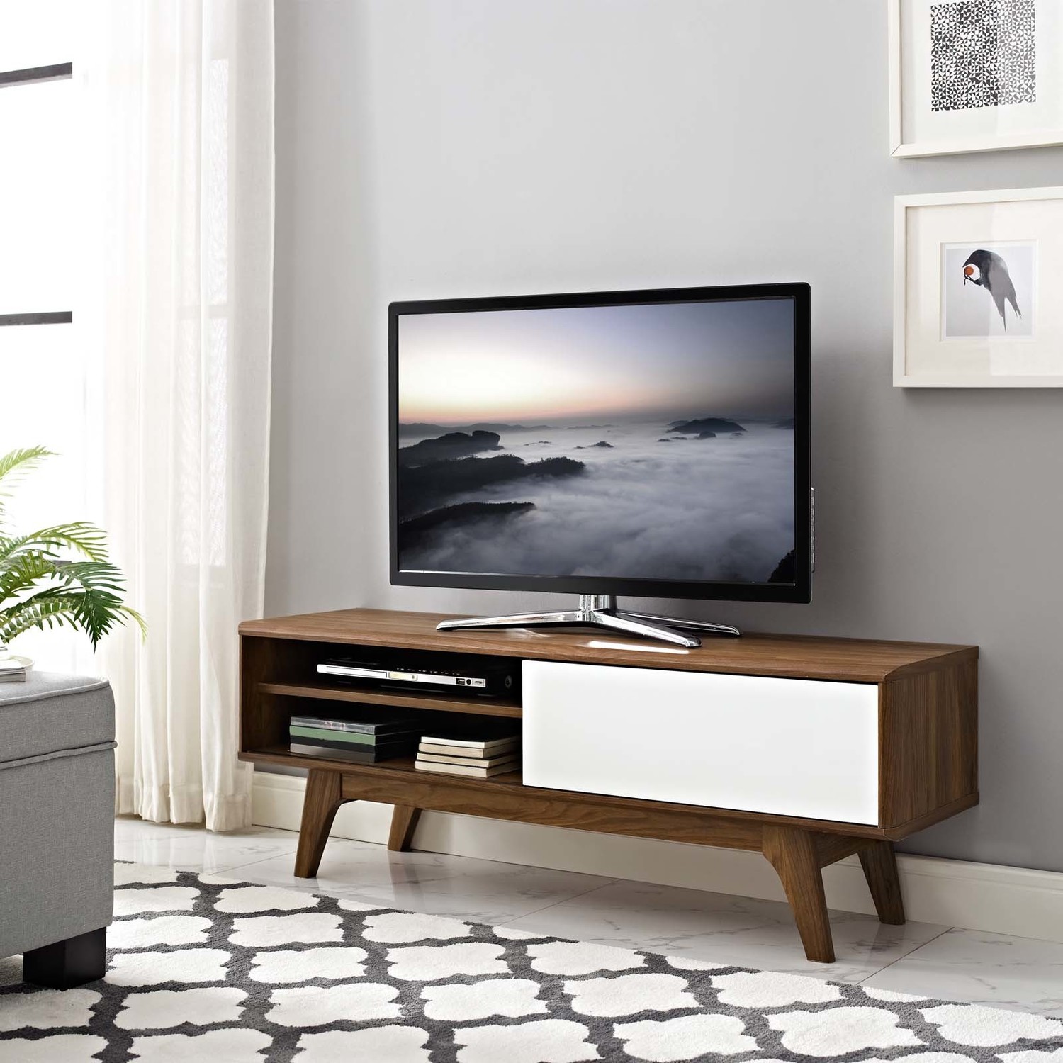  Modway Furniture Decor TV Stands-Entertainment Centers Walnut White