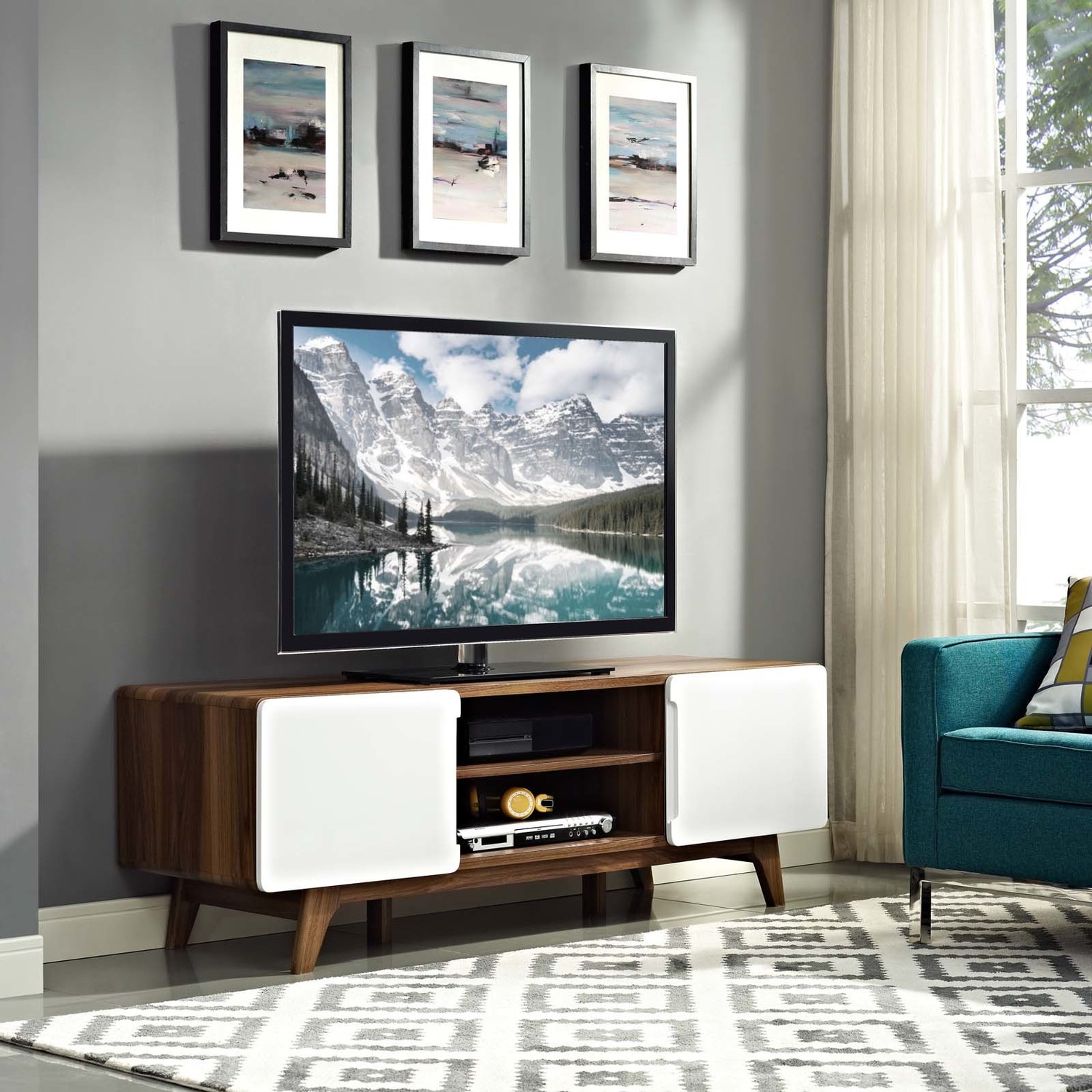 Modway Furniture Decor TV Stands-Entertainment Centers Walnut White
