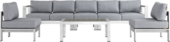 aluminum chaise Modway Furniture Sofa Sectionals Silver Gray
