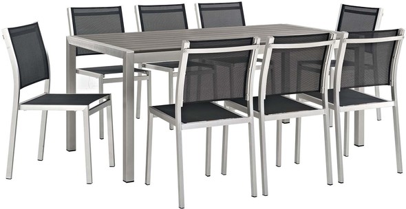 outdoor high bar table Modway Furniture Dining Sets Silver Black