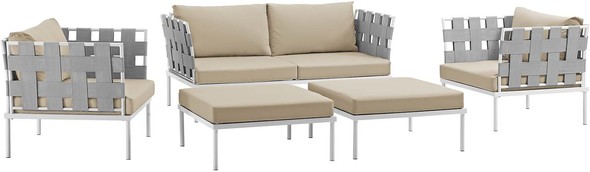 patio couch small Modway Furniture Sofa Sectionals White Beige