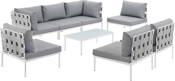 red patio couch Modway Furniture Sofa Sectionals White Gray