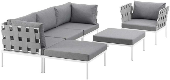 black 3 piece bistro set Modway Furniture Sofa Sectionals White Gray