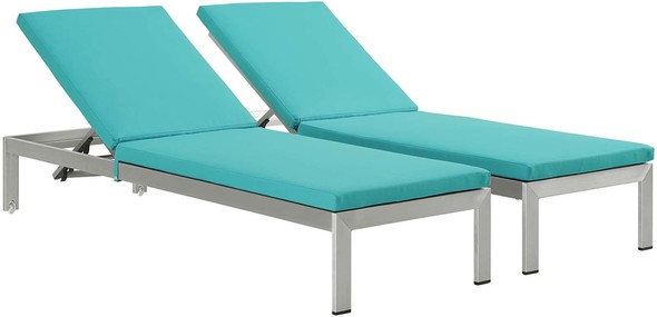 outdoor patio dining set for 4 Modway Furniture Daybeds and Lounges Silver Turquoise