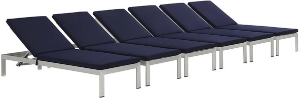 outdoor sofa patio set Modway Furniture Daybeds and Lounges Silver Navy