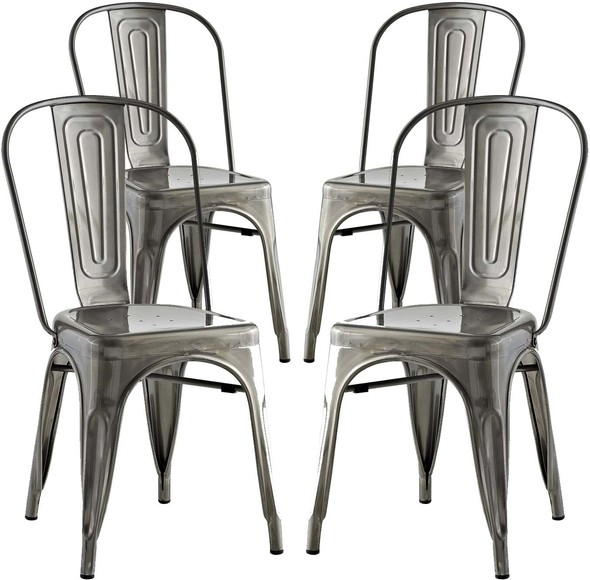 grey fabric chairs Modway Furniture Dining Chairs Gunmetal