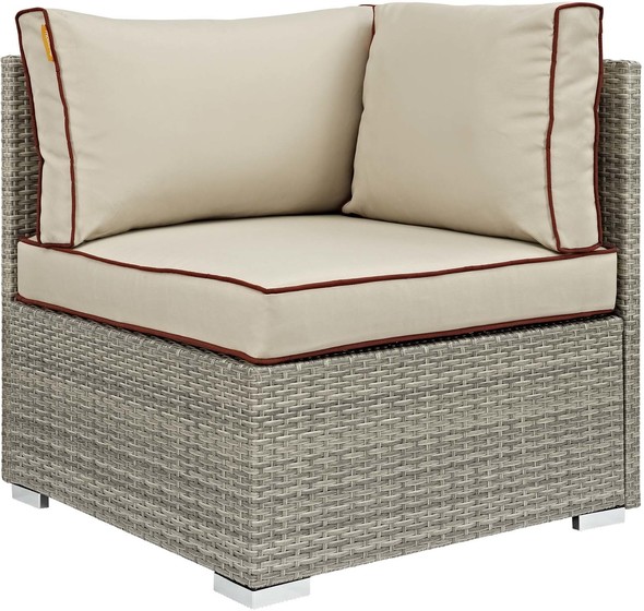 corner seating garden furniture Modway Furniture Sofa Sectionals Light Gray Beige