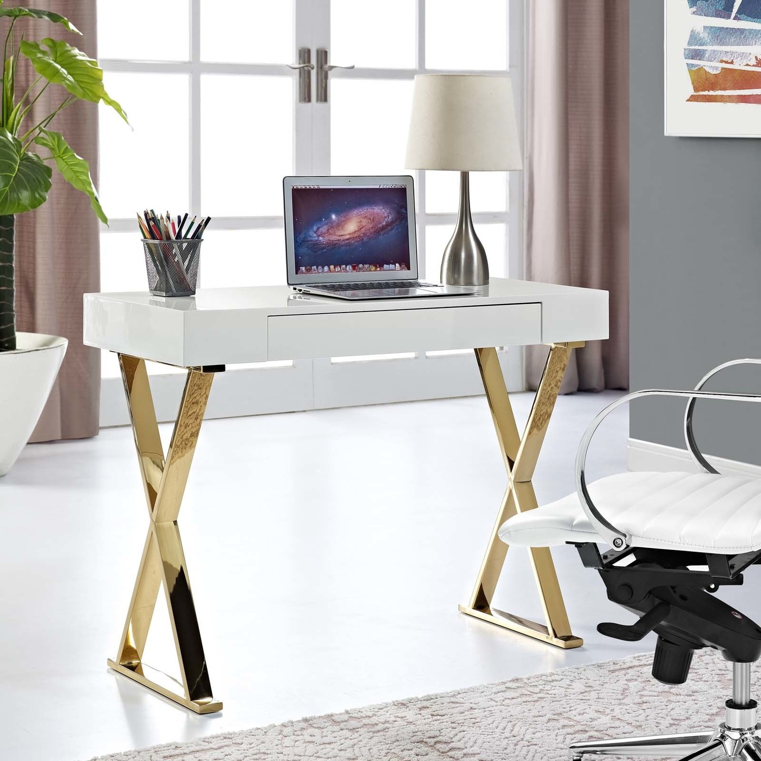 Modway Furniture Decor Accent Tables White Gold