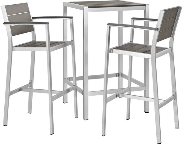 grey wicker bar stools Modway Furniture Bar and Dining Silver Gray