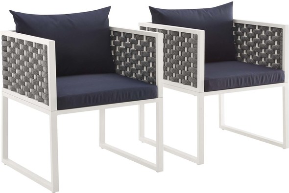 white dining chairs with black legs Modway Furniture Bar and Dining White Navy
