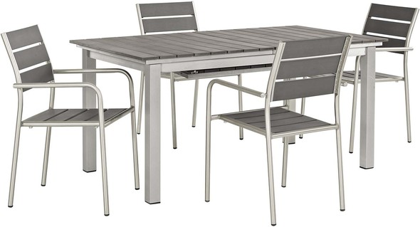 white wood dining chairs Modway Furniture Dining Sets Silver Gray