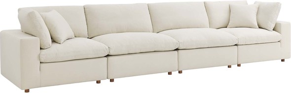 leather right facing sectional Modway Furniture Sofas and Armchairs Light Beige