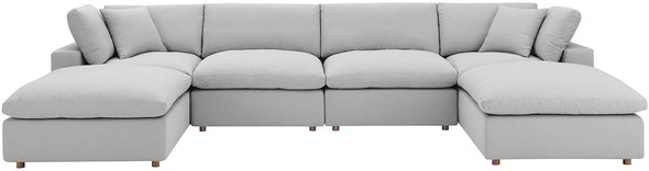 black leather sectional sofa Modway Furniture Sofas and Armchairs Light Gray