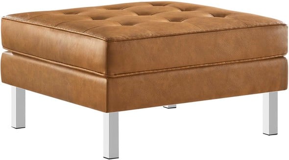 leather tufted ottoman with storage Modway Furniture Sofas and Armchairs Ottomans and Benches Silver Tan
