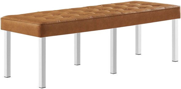 accent ottoman bench Modway Furniture Benches and Stools Ottomans and Benches Silver Tan
