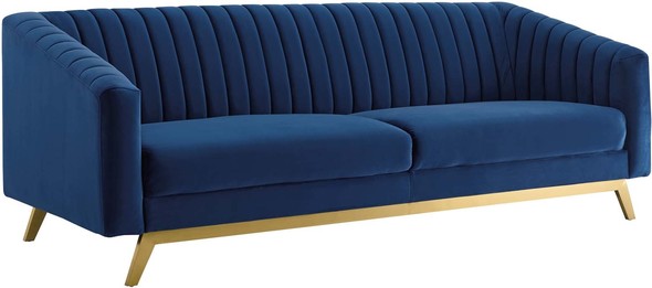 black leather sofa with chaise Modway Furniture Sofas and Armchairs Navy