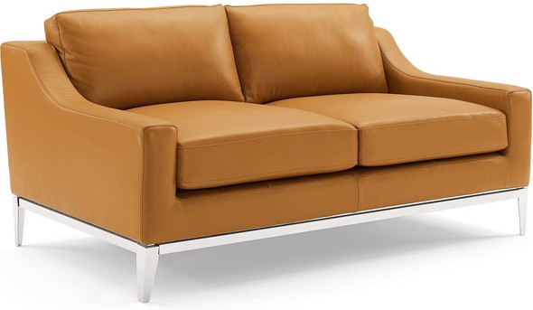 leather sofa with chaise lounge Modway Furniture Sofas and Armchairs Tan