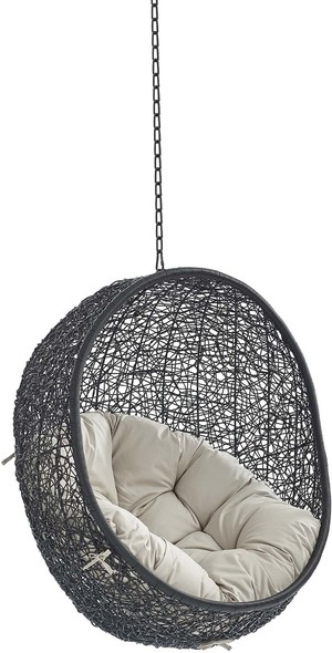 balloon chair Modway Furniture Daybeds and Lounges Black Beige