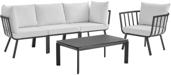 outdoor sectional and chairs Modway Furniture Sofa Sectionals Gray White