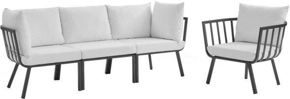 all aluminum outdoor furniture Modway Furniture Sofa Sectionals Gray White