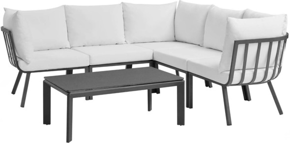 outdoor sectional loveseat Modway Furniture Sofa Sectionals Gray White