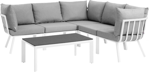 patio sectional chaise Modway Furniture Sofa Sectionals White Gray