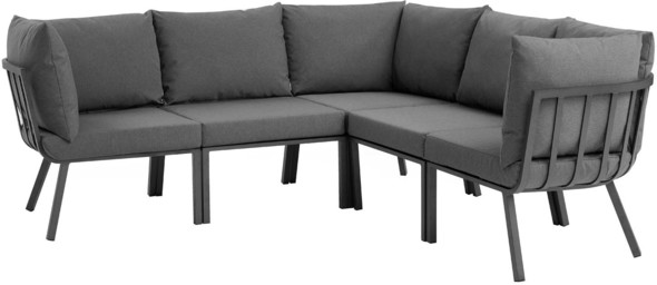 outdoor furniture with chaise lounge Modway Furniture Sofa Sectionals Gray Charcoal