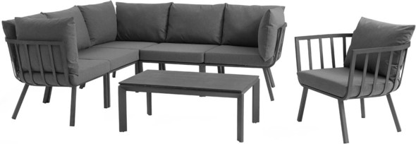 outdoor wicker sectional couch Modway Furniture Sofa Sectionals Gray Charcoal