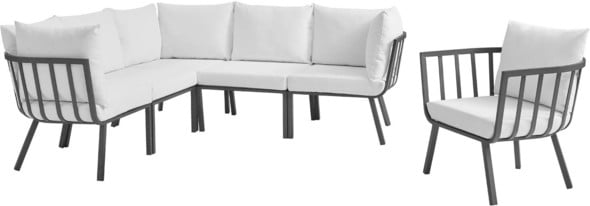 white wicker sectional Modway Furniture Sofa Sectionals Gray White
