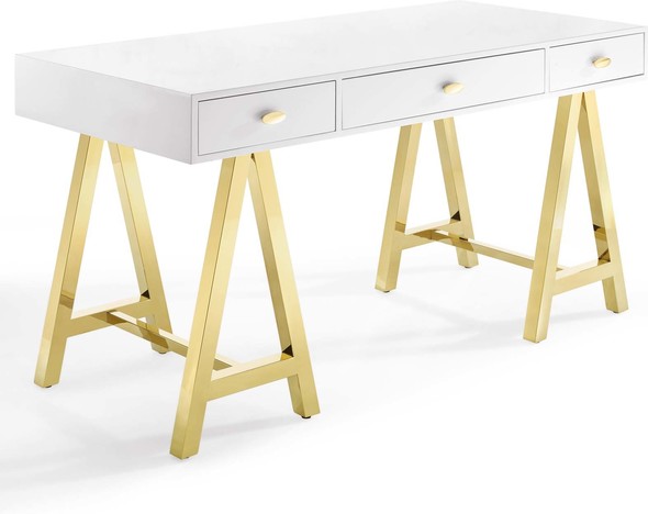 modern office table Modway Furniture Computer Desks Gold White