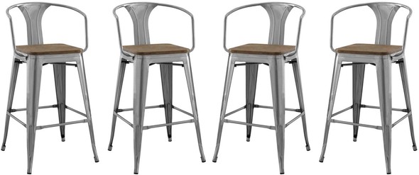 grey leather counter height stools Modway Furniture Bar and Counter Stools Gunmetal