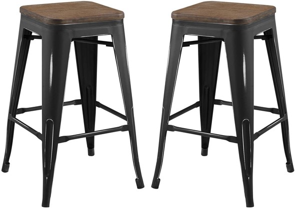 swivel bar stools with backs and legs Modway Furniture Bar and Counter Stools Black