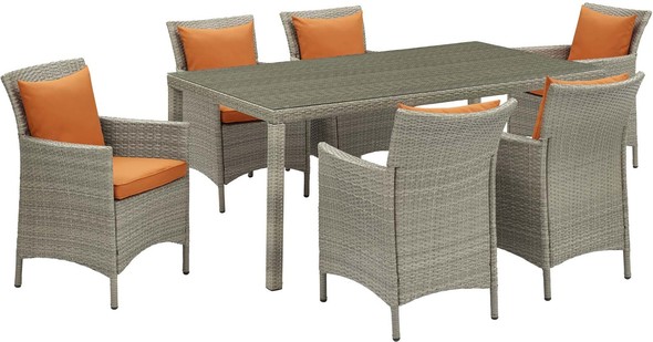 four piece patio furniture Modway Furniture Sofa Sectionals Light Gray Orange