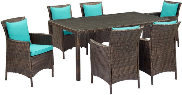 outdoor bar setting 3 piece Modway Furniture Sofa Sectionals Brown Turquoise