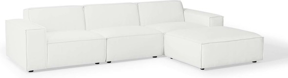 black leather sofa with chaise Modway Furniture Sofas and Armchairs White