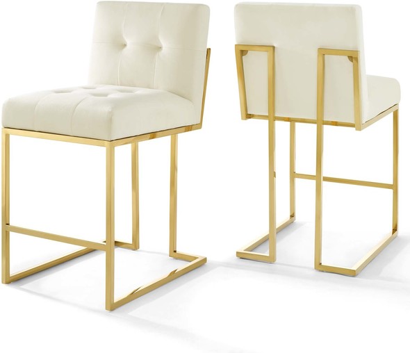 pair of breakfast bar stools Modway Furniture Bar and Counter Stools Gold Ivory