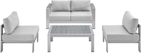 patio sectional red Modway Furniture Sofa Sectionals Silver Gray