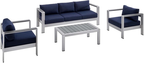 mesh outdoor seating Modway Furniture Sofa Sectionals Silver Navy