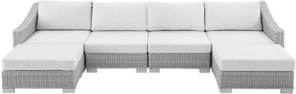 4 piece sectional outdoor Modway Furniture Sofa Sectionals Light Gray White
